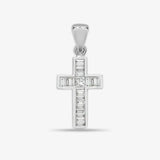 18ct White 0.22ct Princess Cut & Baguette Diamond Cross HEERA DIAMONDS