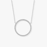 18ct White 0.43ct Natural Diamond Circle Pendant - 18" Chain included