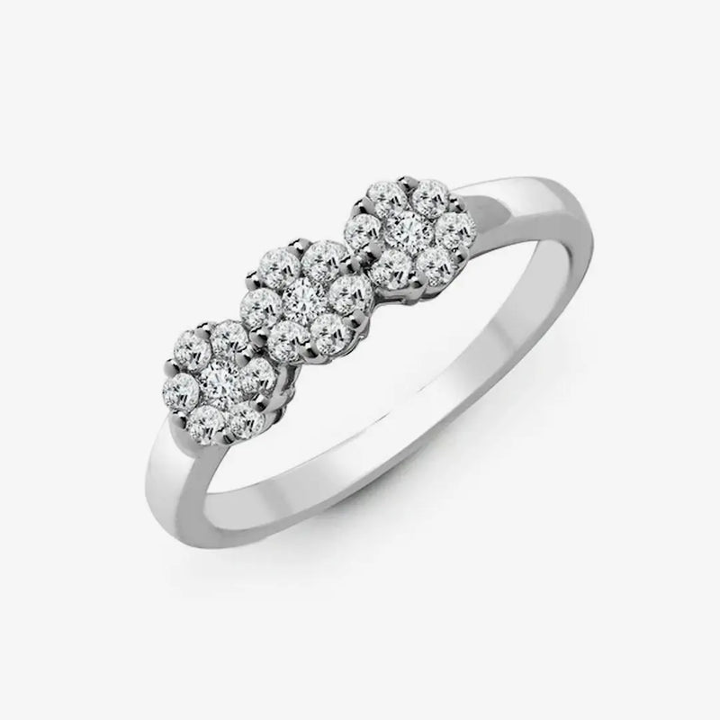 18ct White 0.45ct Diamond 3 x 7 Cluster Ring HEERA DIAMONDS