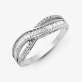 18ct White 0.48ct Dia RBC & Baguette Crossover Ring HEERA DIAMONDS