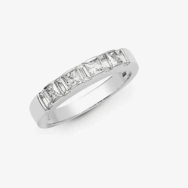 18ct White 0.87ct Princess Cut & Baguette Diamond Ring HEERA DIAMONDS