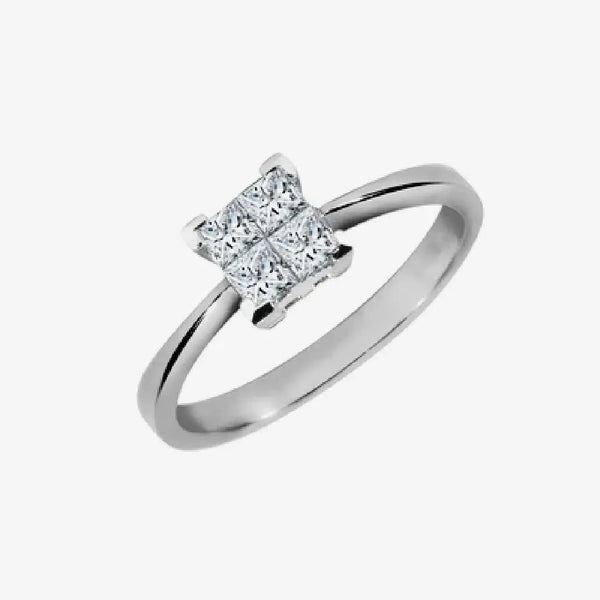 18ct White 1.00ct 4 x P.cut Diamond Ring HEERA DIAMONDS