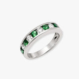 18ct White Diamond-0.55ct Em-0.65ct 1\2 Eternity Ring