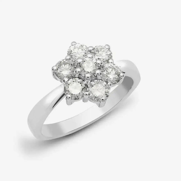 18ct White Gold 1.00ct 7 Stone Cluster Diamond Ring HEERA DIAMONDS