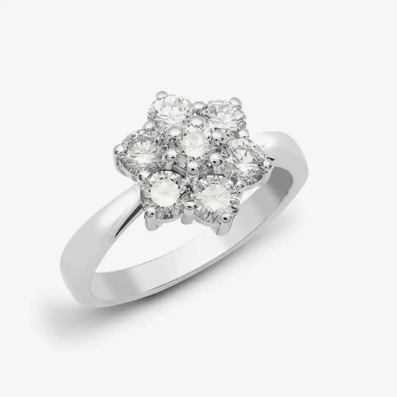 18ct White Gold 1.00ct 7 Stone Cluster Diamond Ring HEERA DIAMONDS