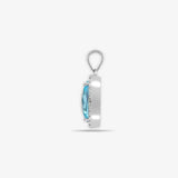 18ct White Gold Diamond And Blue Topaz Pendant HEERA DIAMONDS