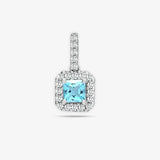 18ct White Gold Diamond And Blue Topaz Pendant HEERA DIAMONDS