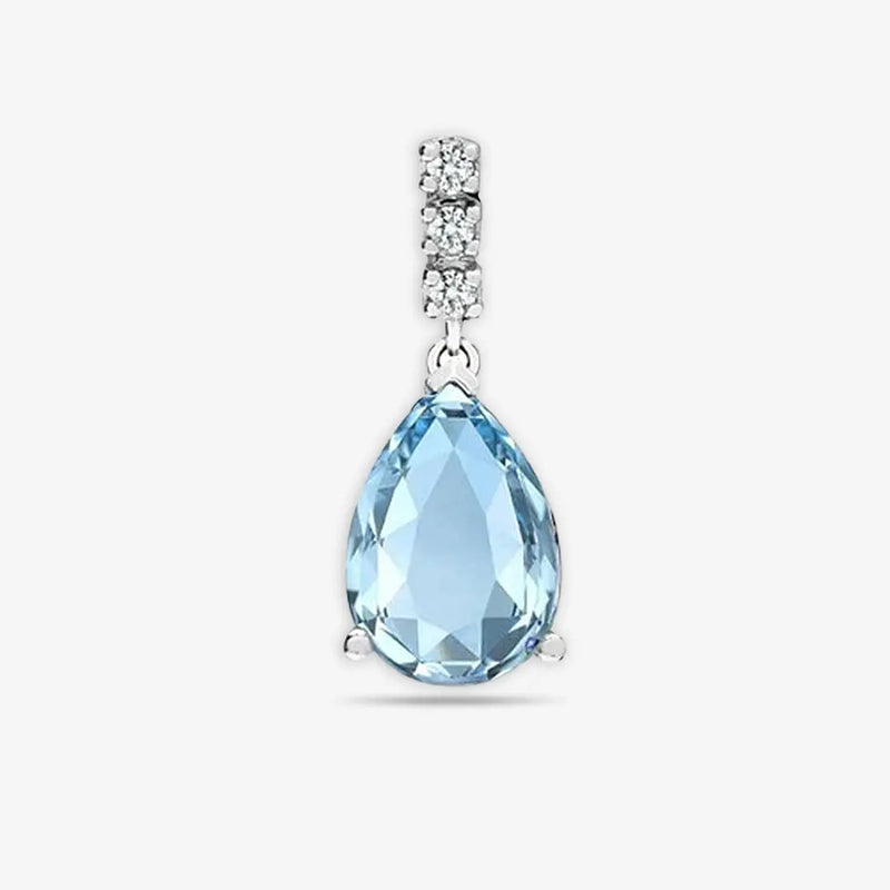 18ct White Gold Diamond And Blue Topaz Pendant HEERA DIAMONDS