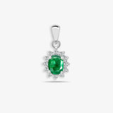 18ct White Gold Diamond And Emerald Pendant HEERA DIAMONDS