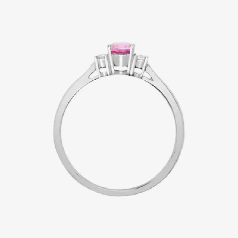 18ct White Gold Diamond And Pink Sapphire And 3 Stone Ring HEERA DIAMONDS