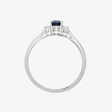 18ct White Gold Diamond And Sapphire 3 Stone Ring HEERA DIAMONDS