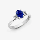18ct White Gold Diamond And Sapphire And 3 Stone Ring HEERA DIAMONDS