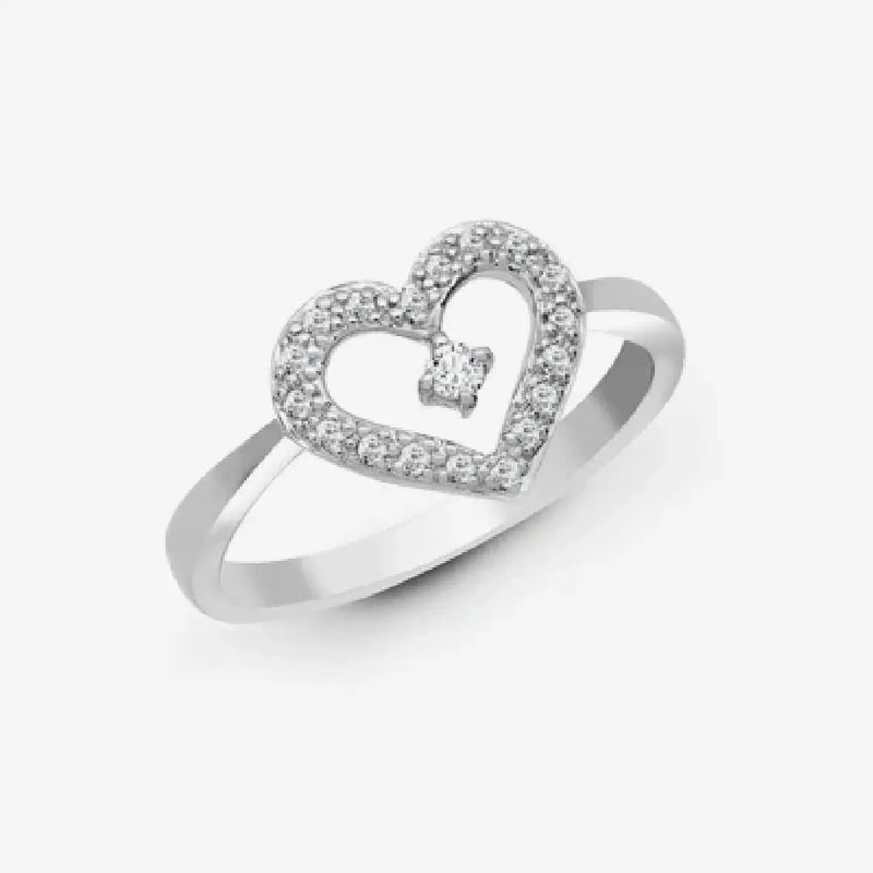18ct White Gold Heart Shaped Diamond Ring HEERA DIAMONDS