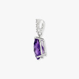 18ct White Gold Natural Diamond And Amethyst Pendant