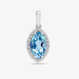 18ct White Gold Diamond And Blue Topaz Pendant HEERA DIAMONDS