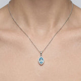 18ct White Gold Natural Diamond And Blue Topaz Pendant