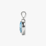 18ct White Gold Natural Diamond And Blue Topaz Pendant