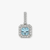 18ct White Gold Natural Diamond And Blue Topaz Pendant