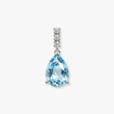 18ct White Gold Natural Diamond And Blue Topaz Pendant