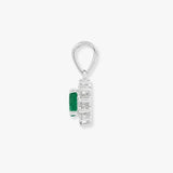 18ct White Gold Natural Diamond And Emerald Pendant