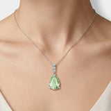 18ct White Gold Natural Diamond And Green Amethyst Pendant