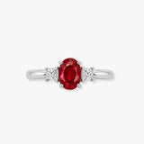 18ct White Gold Natural Diamond And Ruby And 3 Stone Ring
