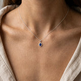 18ct White Gold Natural Diamond And Sapphire Pendant