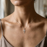 18ct White Gold Natural Diamond Cross Pendent