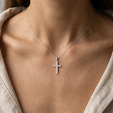 18ct White Gold Natural Diamond Cross Pendant