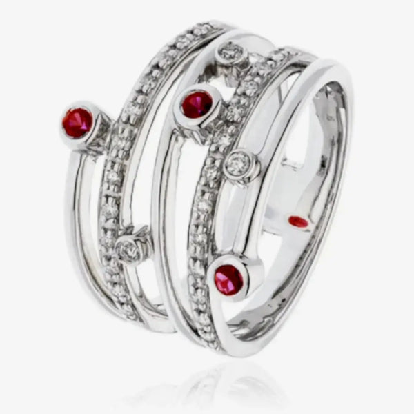 18ct White Gold Ruby & Diamond Ring HEERA DIAMONDS