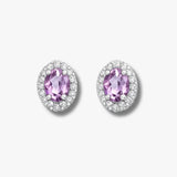 18ct White gold Natural Diamond 15pt and amethyst 1.07ct stud earrings.