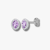 18ct White gold Natural Diamond 15pt and amethyst 1.07ct stud earrings.