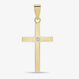 18ct Yellow 0.03ct Diamond Invisible Set Cross Pendent HEERA GOLD