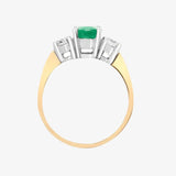 18ct Yellow Gold 3 Stone Diamond And Emerald Ring HEERA DIAMONDS