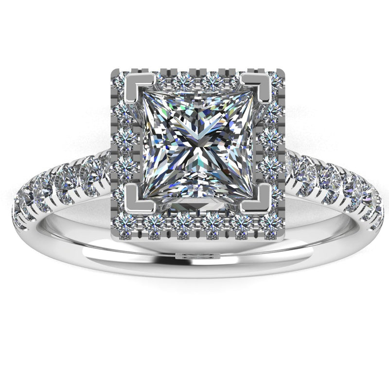 "Clara" Square Halo Princess Cut Diamond Shoulder Engagement Ring HAPC02 - HEERA DIAMONDS