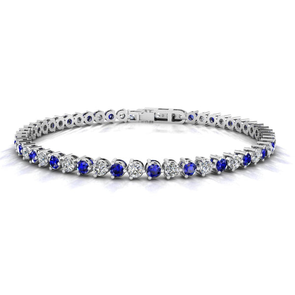 Round Brilliant Diamond and Sapphire 3 Claw Bracelet BRDS45512 - HEERA DIAMONDS