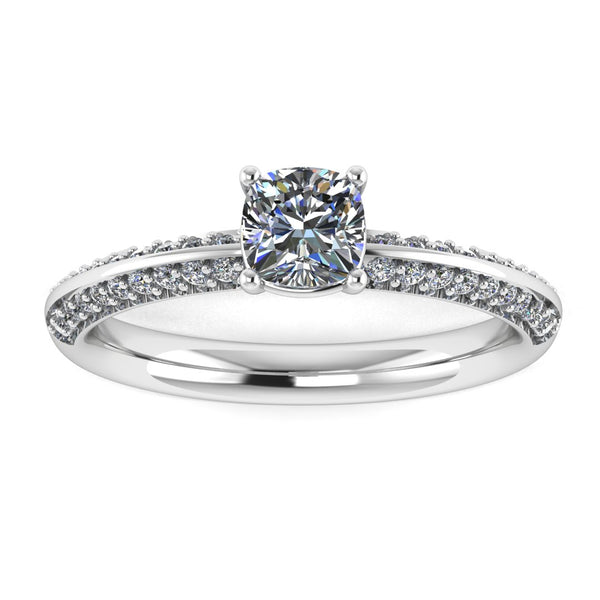 "Loana" Cushion Cut Diamond Double Row Diamond Pave Engagement Ring DSCC01 - HEERA DIAMONDS