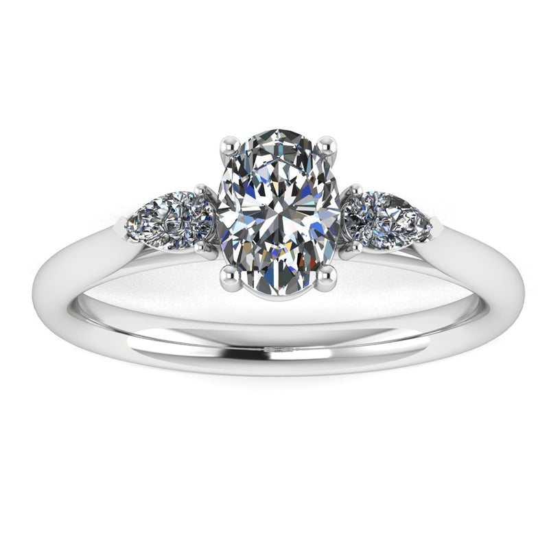 "Camila" Three Stone Oval Cut with Pear Diamond Trilogy Engagement Ring 3SOC05 - HEERA DIAMONDS