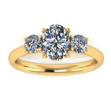 "Adelaide" Three Stone Oval and Round Brilliant Trilogy Diamond Engagement Ring 3SOC07 - HEERA DIAMONDS