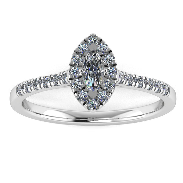 "Lilah" Halo Marquise Cut Diamond Shoulder Engagement Ring HAMC03 - HEERA DIAMONDS