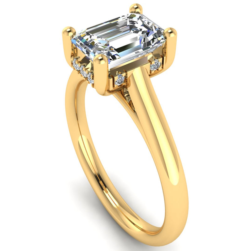 "Nina" Emerald Cut Diamond Hidden Under Halo Engagement Ring UHEC01 - HEERA DIAMONDS