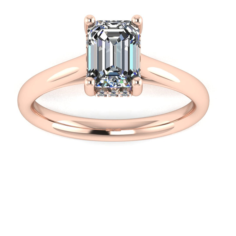 "Nina" Emerald Cut Diamond Hidden Under Halo Engagement Ring UHEC01 - HEERA DIAMONDS