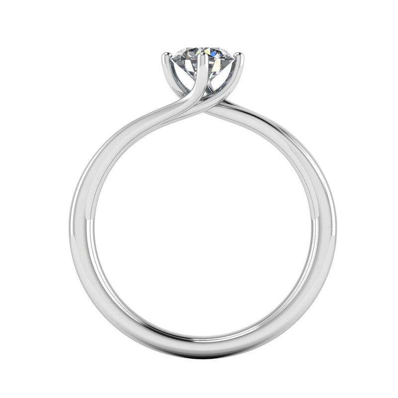 "Faith" Solitaire Round Brilliant Cut Twist Prongs Diamond Engagement Ring SSRB11 - HEERA DIAMONDS