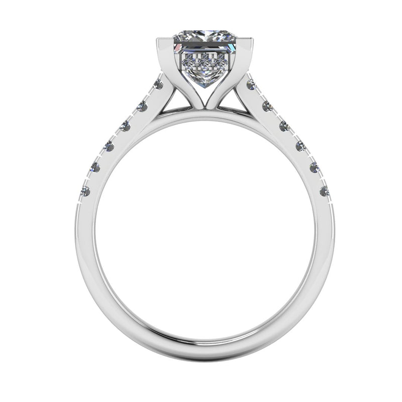 "Isabel" Princess Cut Diamond Hidden Under Halo Diamond Shoulder Engagement Ring UHPC01 - HEERA DIAMONDS