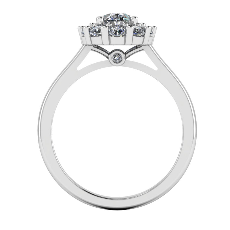 "Lottie" Flower Halo Oval Cut Diamond Hidden Diamond Undersetting Engagement Ring HAOC01 - HEERA DIAMONDS