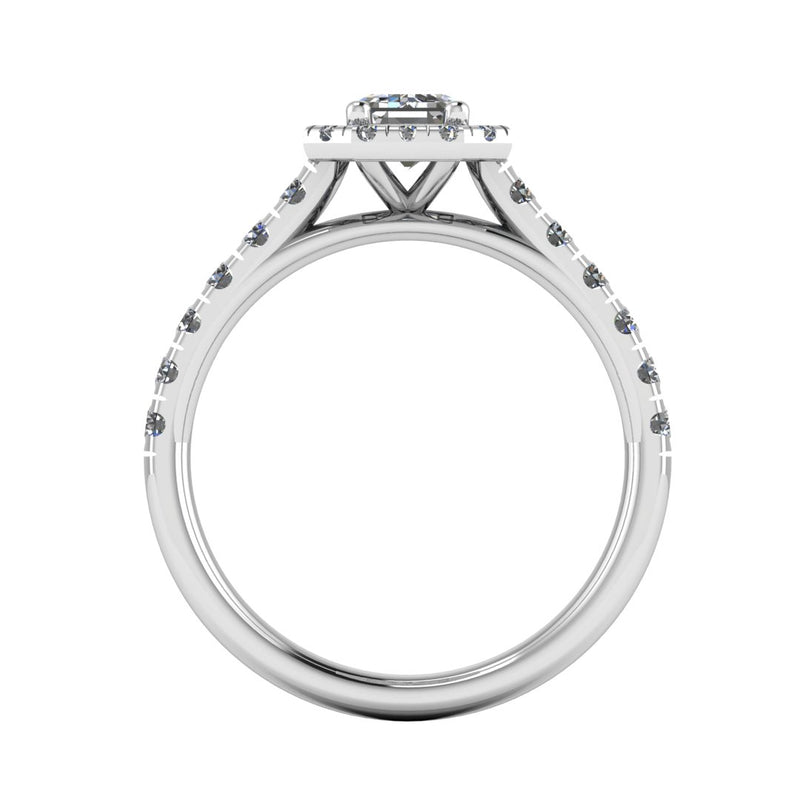 "Abigail" Octagon Halo Emerald Cut Diamond Shoulder Engagement Ring HAEC05 - HEERA DIAMONDS