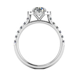 "Indy" Halo Round Brilliant Cut Diamond Scallop Set Diamond Shoulder Engagement Ring HARB17 - HEERA DIAMONDS