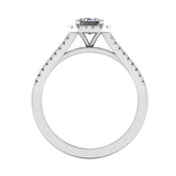 "Abigail" Halo Emerald Cut Diamond Double Row Split Diamond Shoulder Engagement Ring HAEC08 - HEERA DIAMONDS