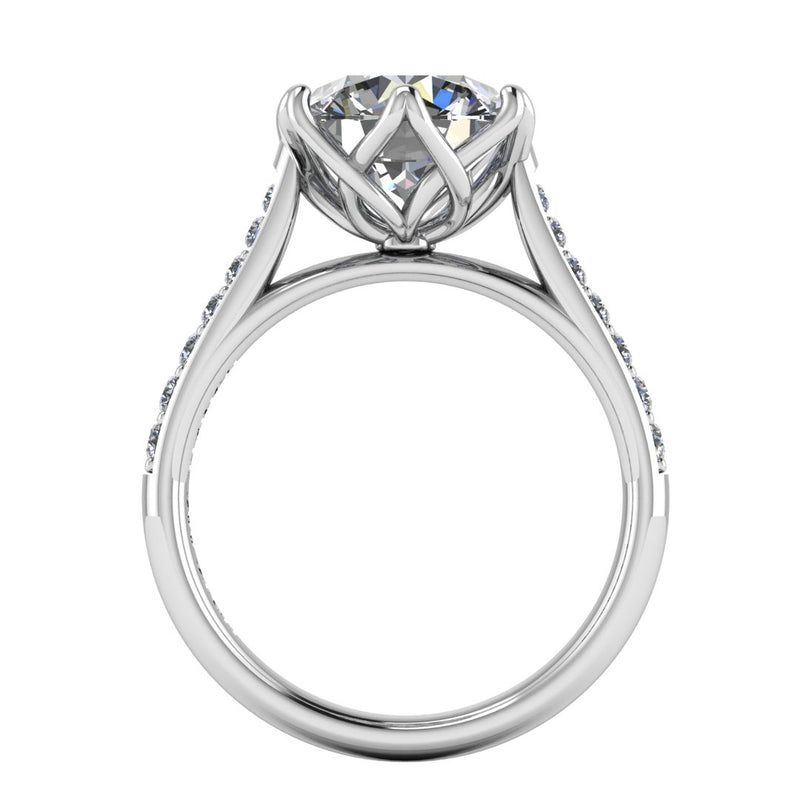"Lux" Basket Set Round Brilliant Cut Diamond Grain Set Diamond Engagement Ring DSRB41 - HEERA DIAMONDS