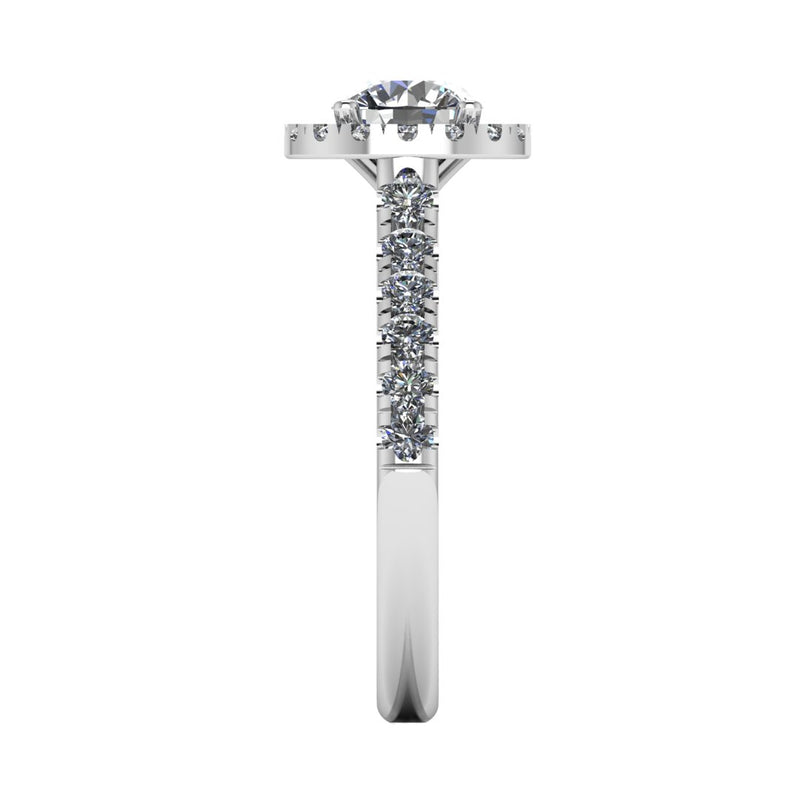 "Indy" Halo Round Brilliant Cut Diamond Scallop Set Diamond Shoulder Engagement Ring HARB17 - HEERA DIAMONDS